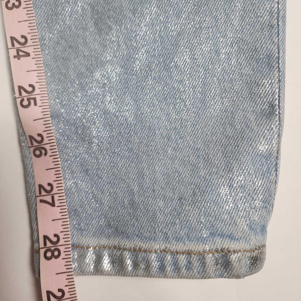 FRAME Le Skinny de Jeanne Metallic Silver Coated Jeans NWT Size 24 - Picture 11 of 15
